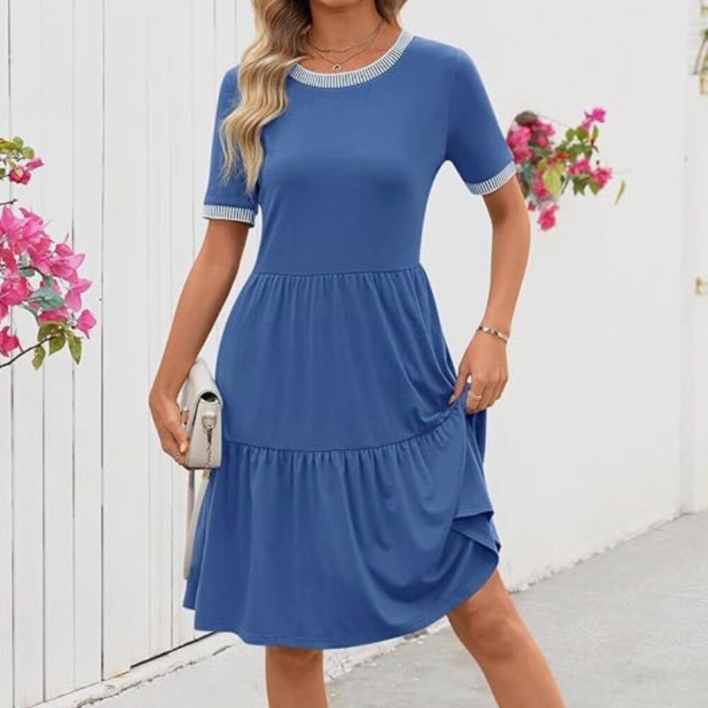 Blue knit dress